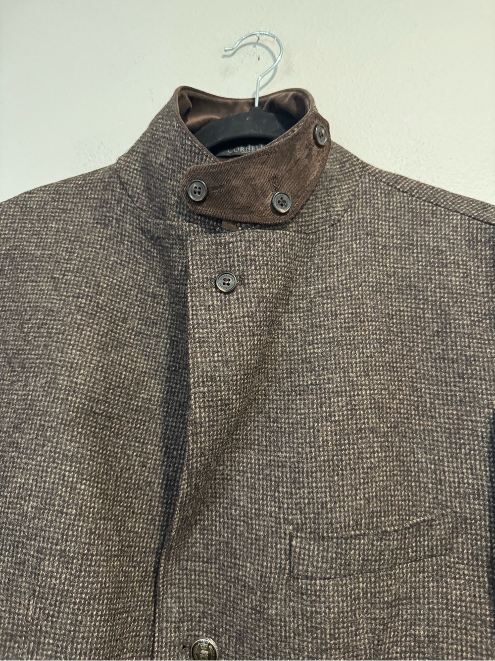 Corneliani ID Herringbone Blazer Classic Sport Coat Jacket Patch Elbow 46R - Picture 11 of 16